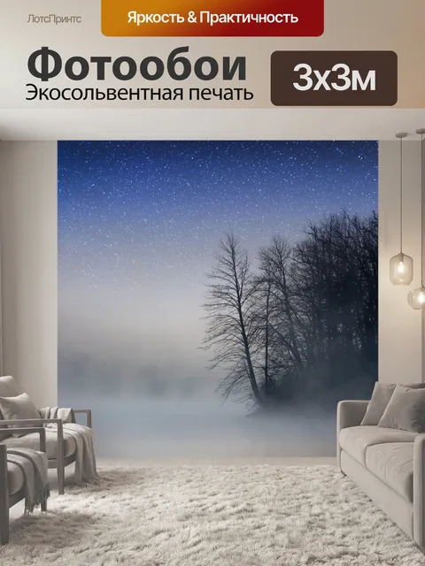 Фотообои Мистические деревья тумана озера