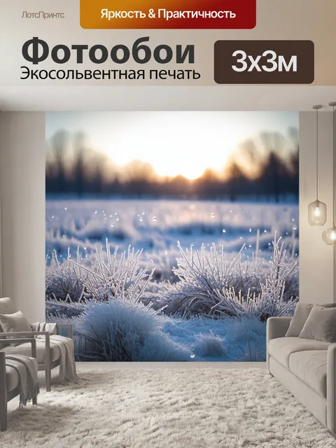 Фотообои поле, покрытое инеем, изображенное в технике фотоманипуляции