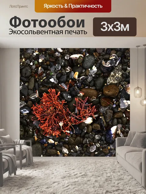 Фотообои Стеклянный пляж с красными водорослями