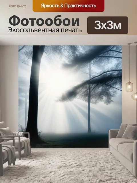 Фотообои мистические солнечные лучи в тумане
