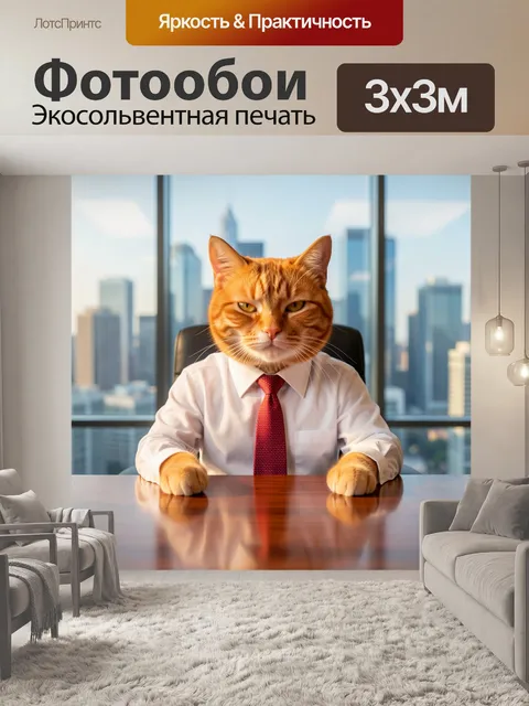 Фотообои Деловой рыжий кот в офисе