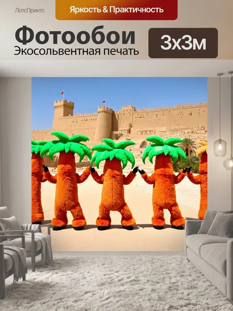 Фотообои египет в стиле маскот, изображающие меховые посадки на фоне древних замков, которые танцуют с радостью