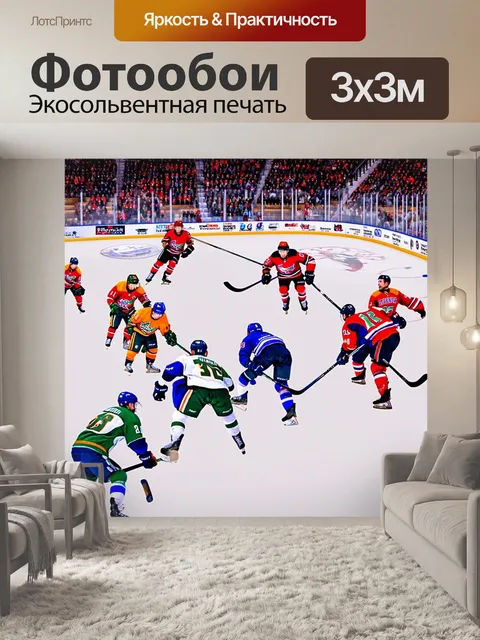 Фотообои аэроснимок хоккейного матча в разгаре