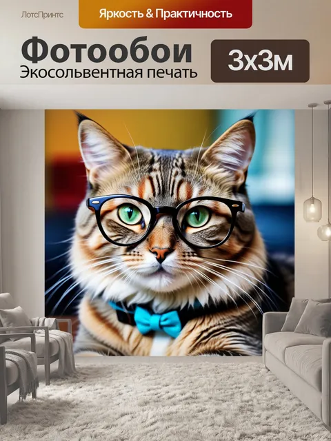 Фотообои красивый кот в очках