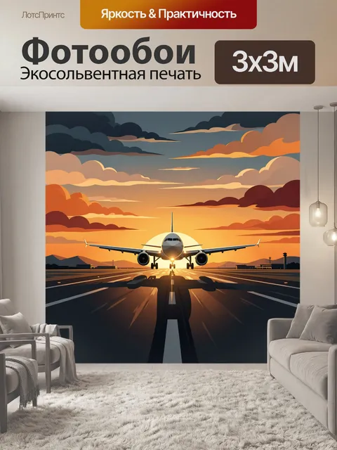 Фотообои Самолет на взлетной полосе