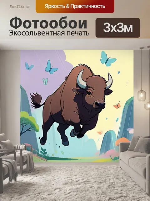 Фотообои зубр прыгает
