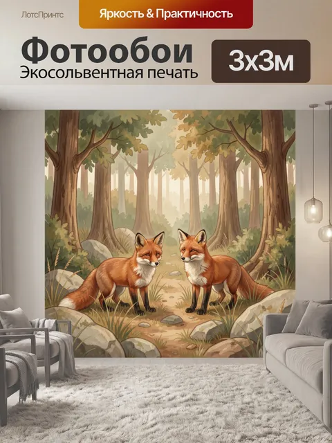 Фотообои Лисы на лесной тропе