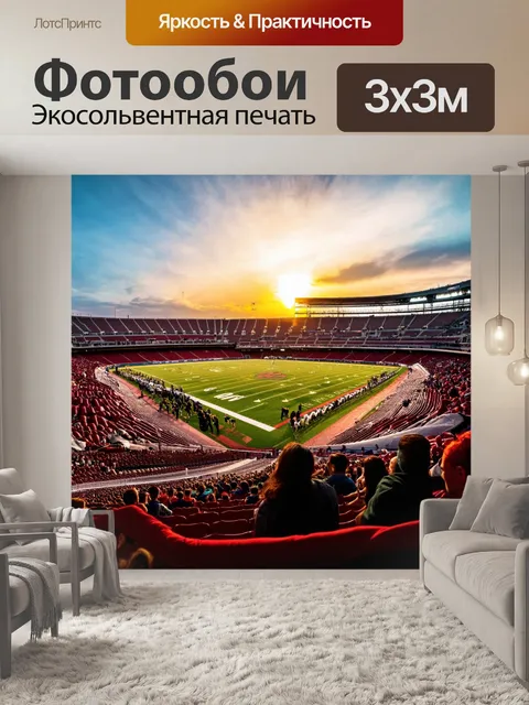 Фотообои закат на стадио, крикуны, фавориты, прекрасный спорт, величественный адреналин