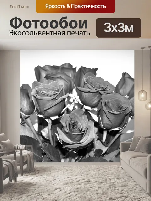 Фотообои Черно-белые розы