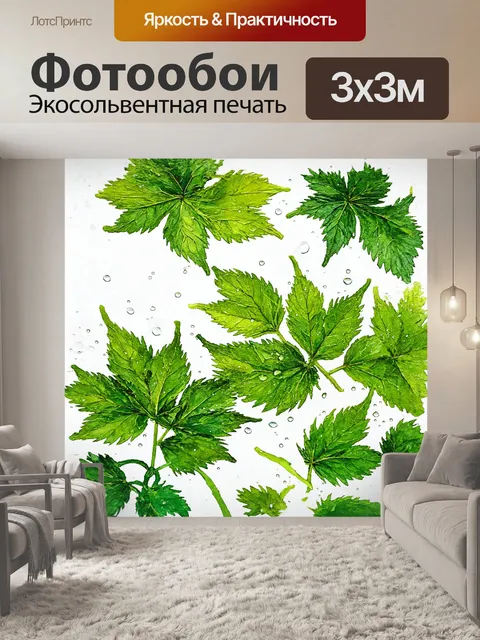 Фотообои зеленые листья крапивы