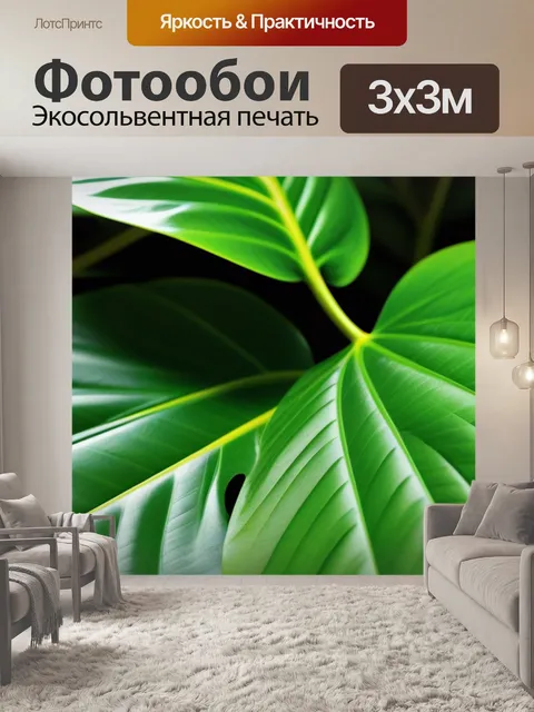 Фотообои лайм на фоне экзотических листьев