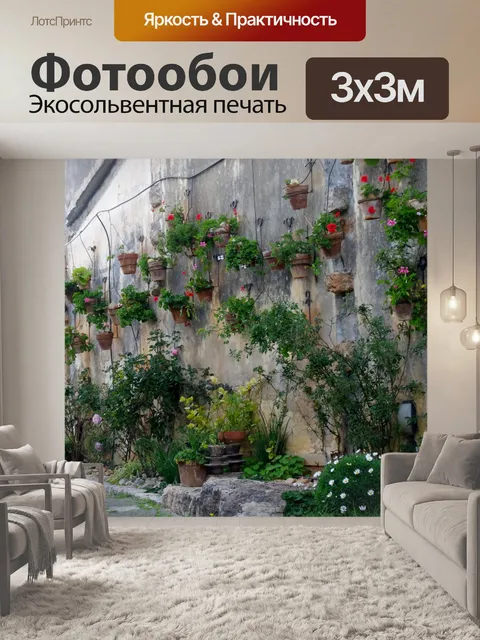 Фотообои Горшечные растения у стены