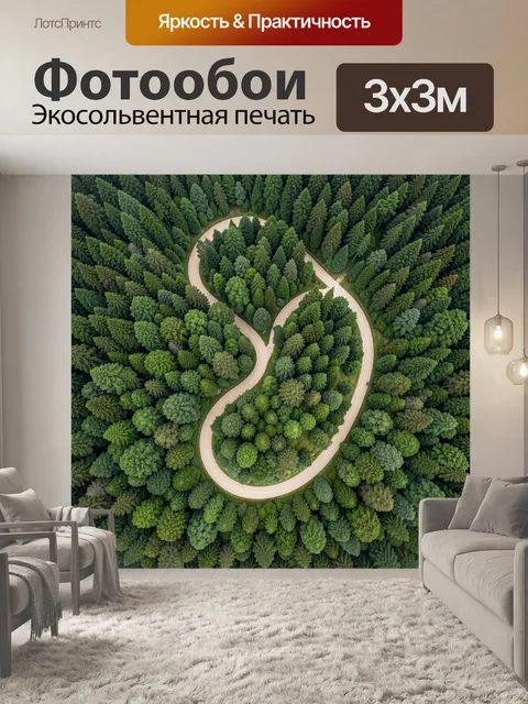 Фотообои Извилистая дорога среди хвойного леса