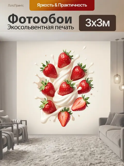 Фотообои Клубника в молочном всплеске