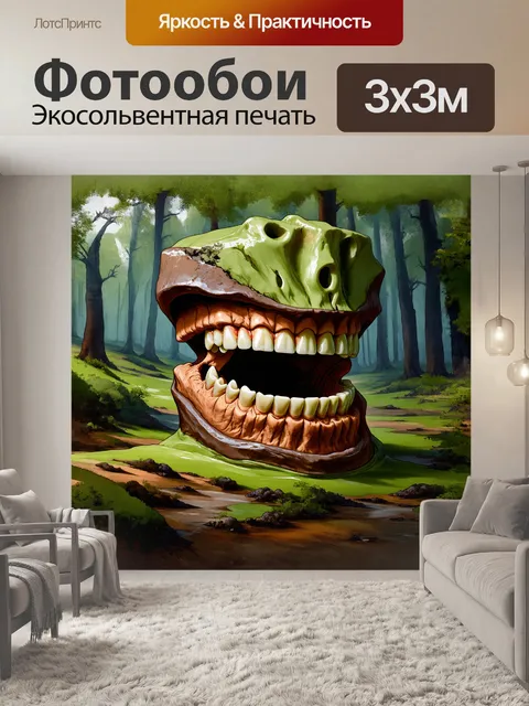 Фотообои челюсть, пронизанная коричневыми и зелеными тонами, будто обтекаемой природной формой