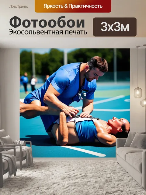 Фотообои солнечное изображение спортивной медицины с элементами лечения травм