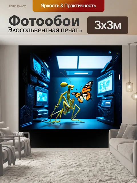 Фотообои **футуристическая 3d-иллюстрация в стиле sci-fi**: богомол-киборг