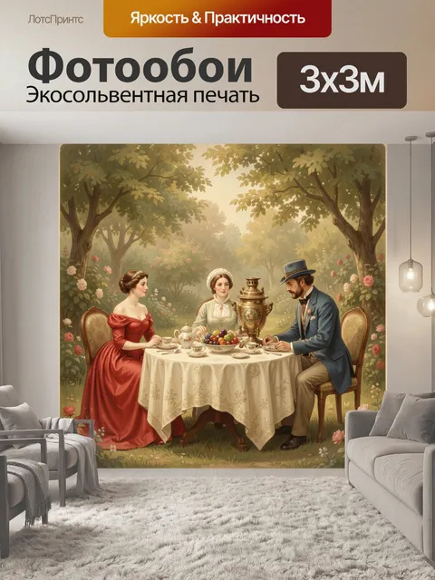 Фотообои Аристократы за чайным столом в саду