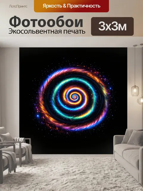 Фотообои черный с галактическими спиралями