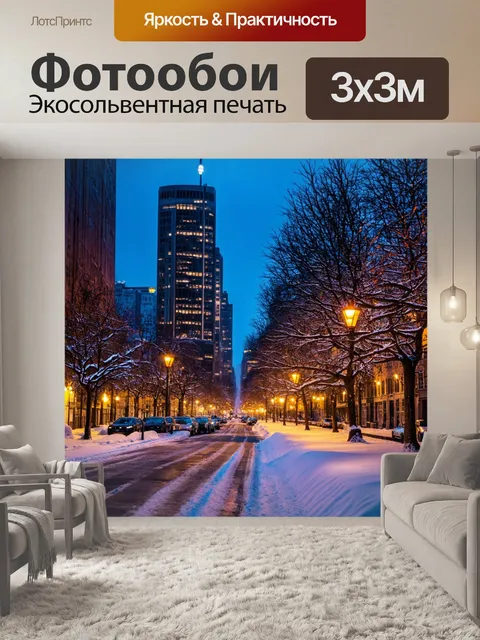 Фотообои зимний вечер в городе