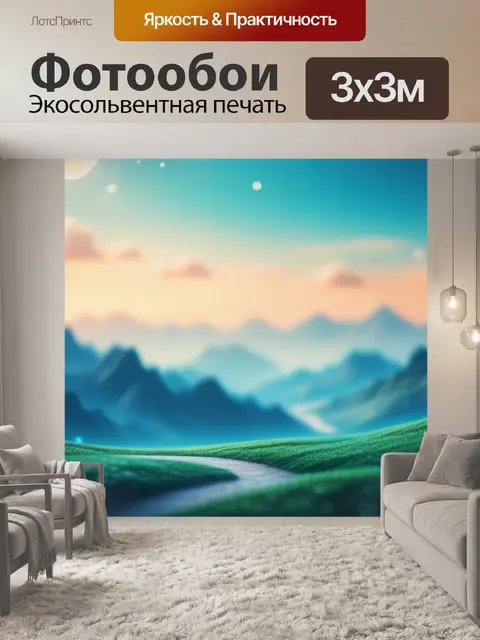 Фотообои пейзаж с небом рисунок минимал