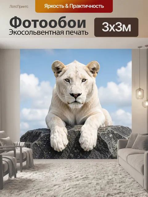 Фотообои Белая львица на скале