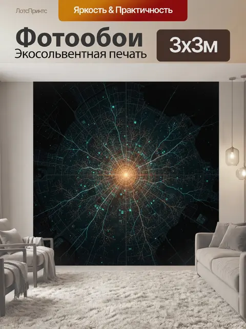 Фотообои Светящийся город в ночи