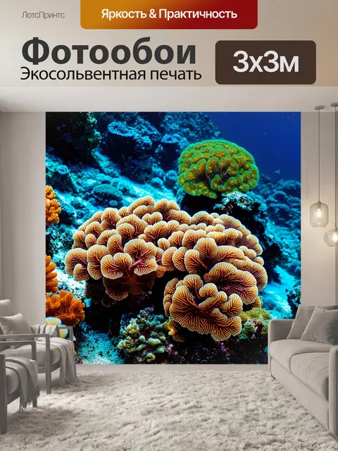 Фотообои подводный мир с разноцветными кораллами