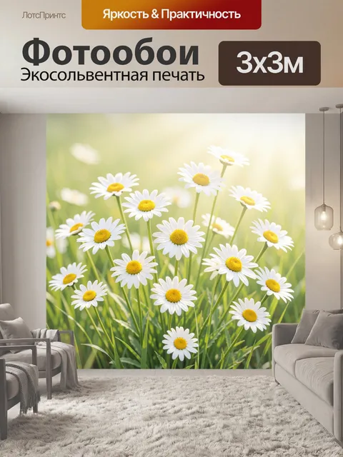 Фотообои Ромашки в мягком зелёном свете
