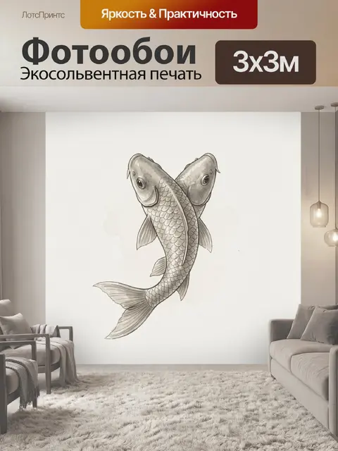 Фотообои Два рыбных силуэта с акцентом