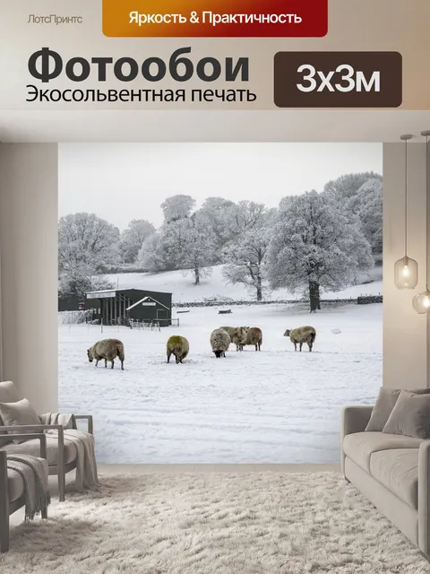 Фотообои Овцы в снегу