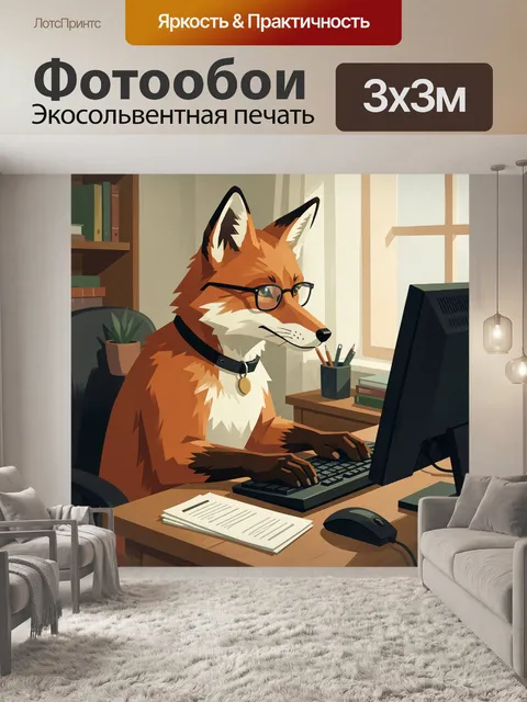 Фотообои Лис в очках за работой