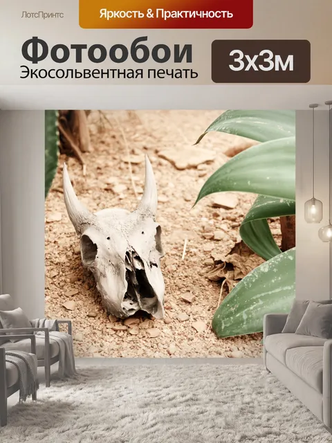 Фотообои череп животного в пустыне