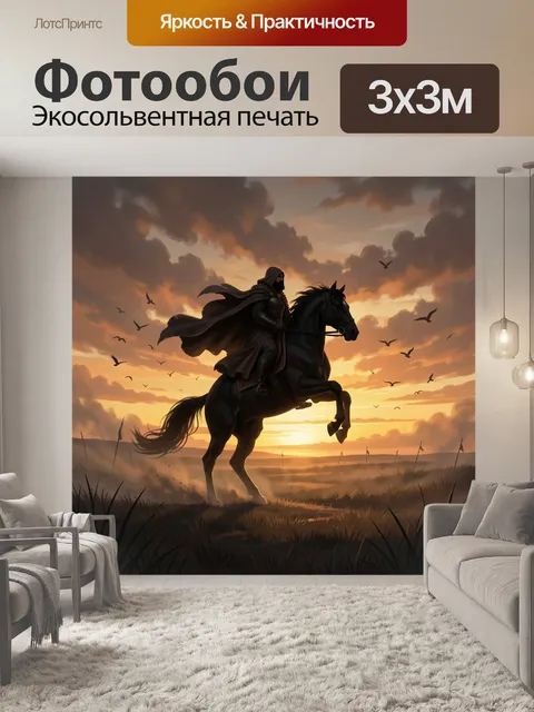 Фотообои Всадник на черном коне