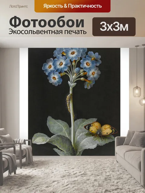 Фотообои Винтажное искусство цветок бабочка