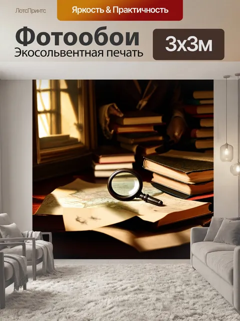 Фотообои уютный кабинет шерлока холмса, наполненный книгами и антикварными предметами