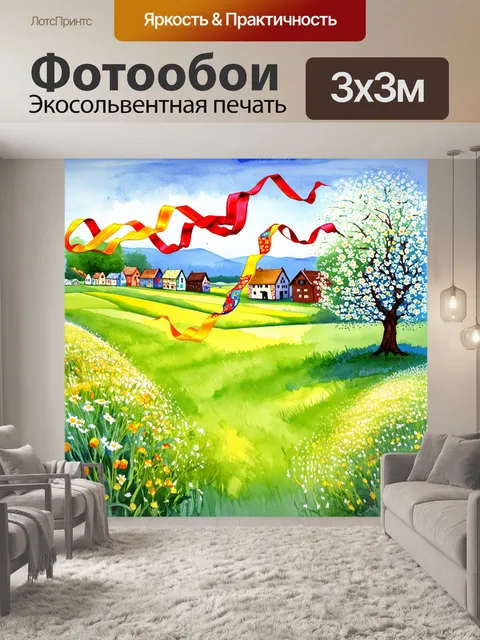Фотообои вдохновляющая весенняя сцена, изображающая традиционное празднование мэрцишора в румынской деревне