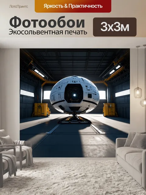 Фотообои изобразите процесс создания космического корабля в ангаре