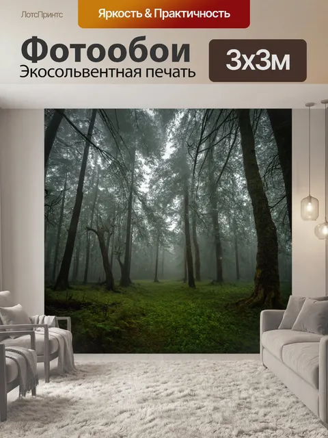 Фотообои роща в туманном лесу с загадочной атмосферой