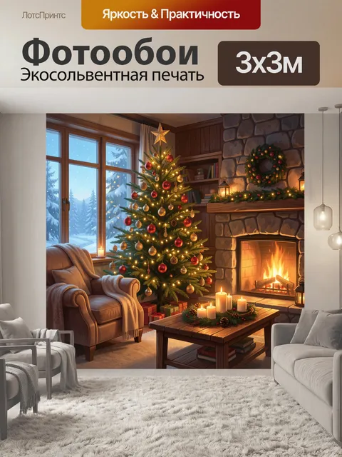 Фотообои Рождественская гостиная у камина
