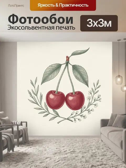 Фотообои Вишнёвая ветвь с цветами