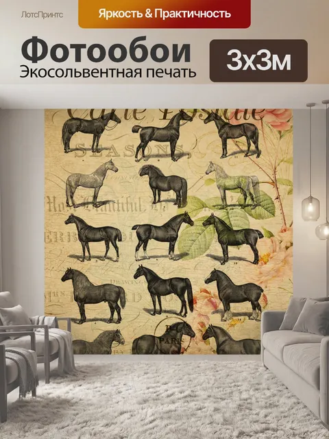 Фотообои Старинные открытки породы лошадей