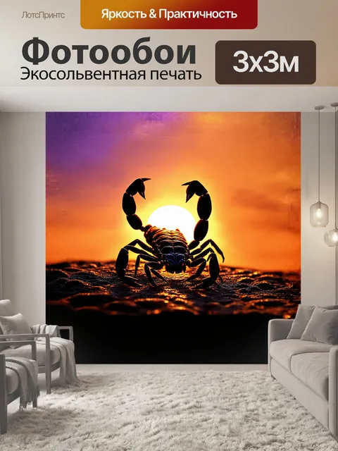 Фотообои силуэт скорпиона вырисовывается на фоне закатного неба