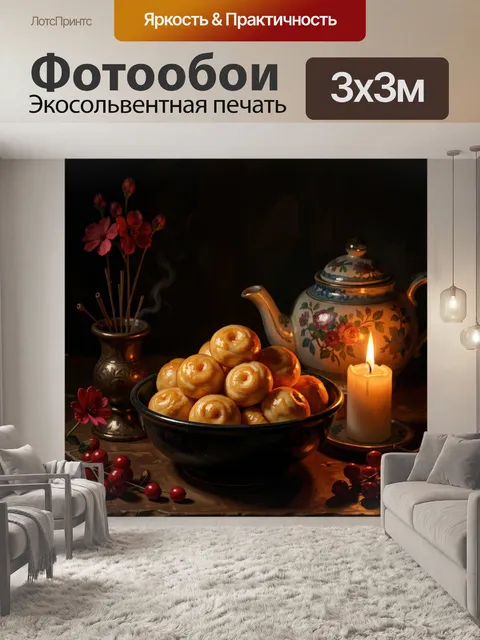 Фотообои Натюрморт с самоваром и свечой
