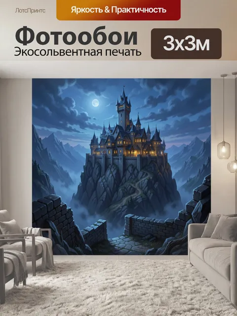 Фотообои Ночной замок в горах