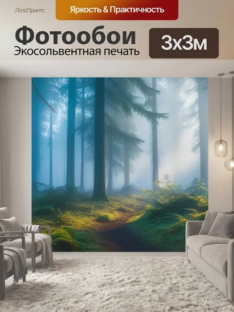 Фотообои туманное утро в лесу