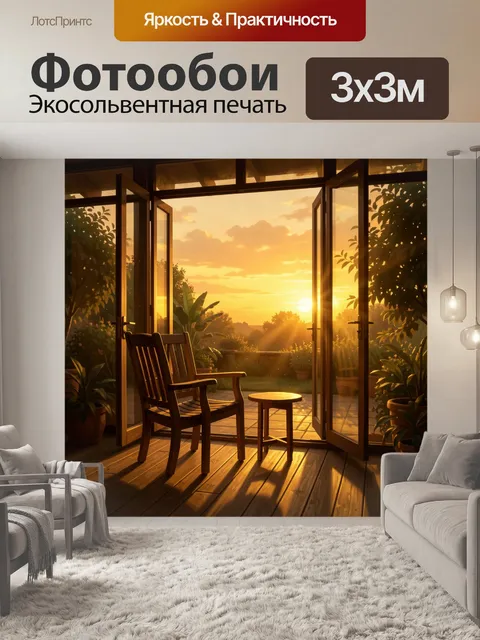 Фотообои Терраса с креслом на закате