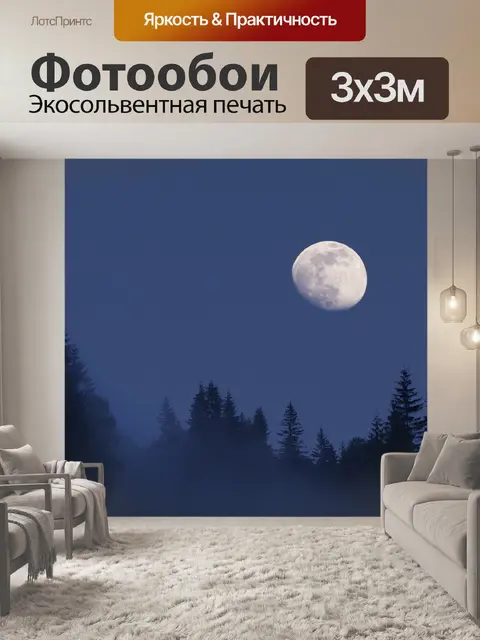 Фотообои Пейзажные деревья лунного неба