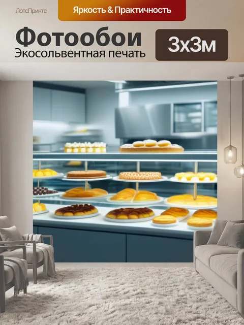 Фотообои кухня с открытой кондитерской
