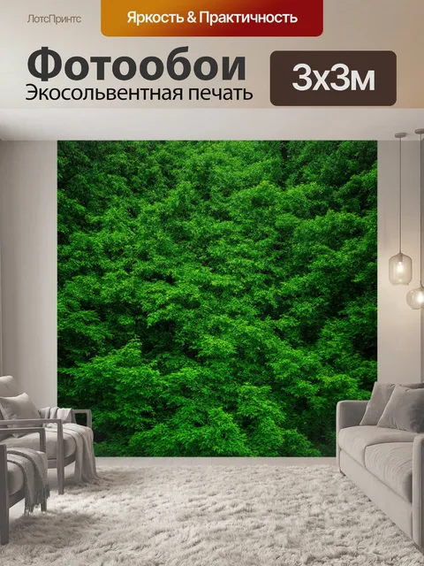 Фотообои светлый фон с зеленым лесом